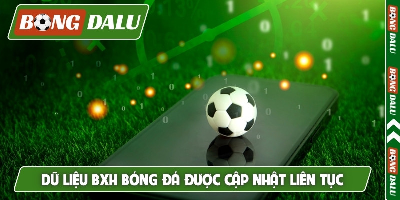 Dữ liệu BXH bóng đá được cập nhật liên tục